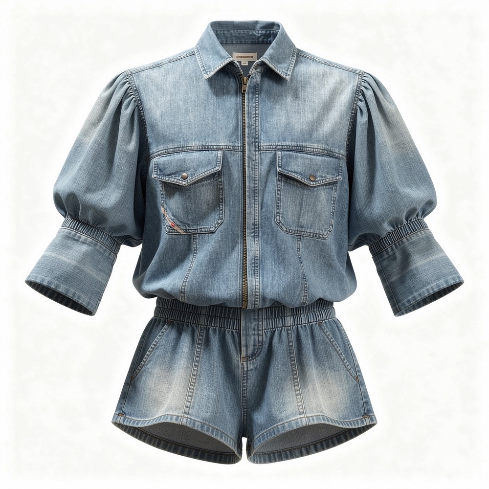 Denim DIESEL Puff Sleeve Romper